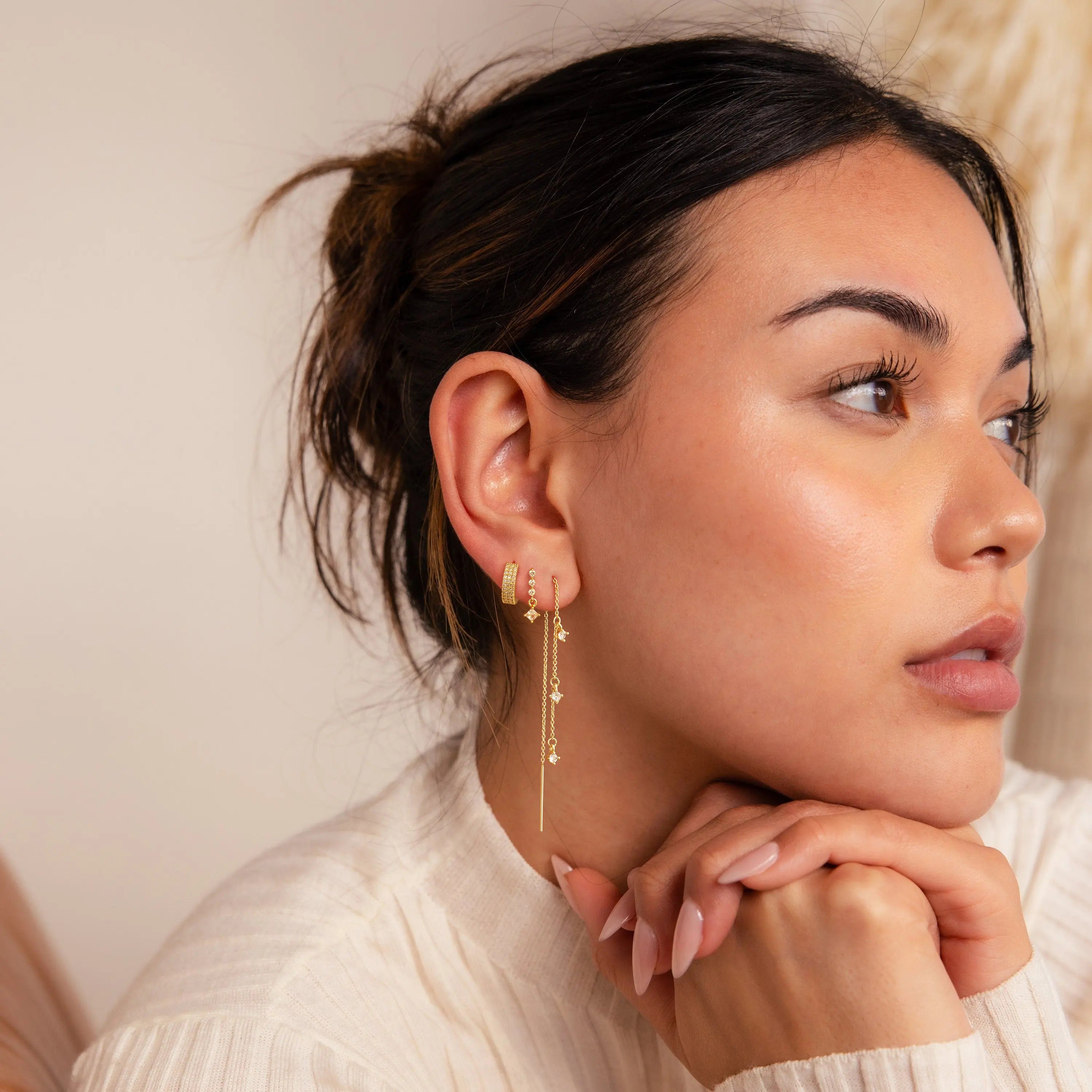 Trio earring set with mixed silhouettes