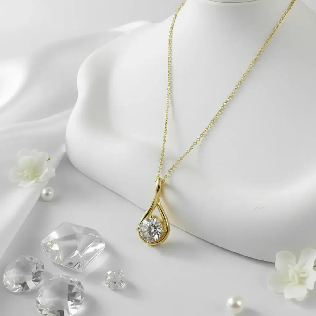 18K Gold Plated Moissanite Classic Pendant Necklace