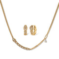 Baguette Zirconia Pendant & Huggie Earring Set – 14K Gold-Plated