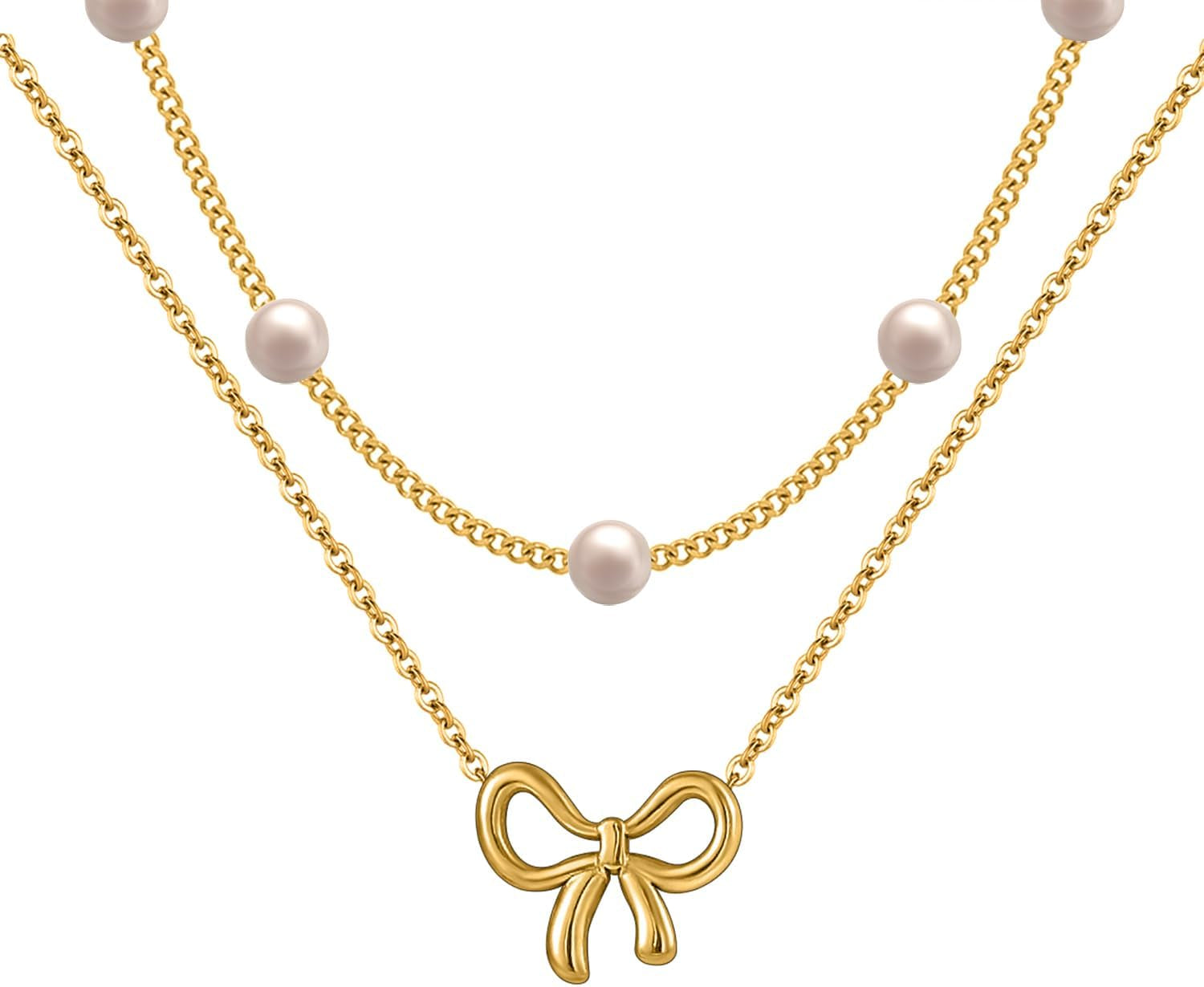Belle Pearl Bow Pendant Necklace