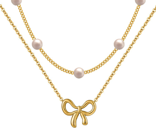 Belle Pearl Bow Pendant Necklace