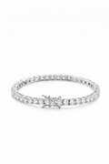 3mm Clear Stone Tennis Bracelet – Silver-Tone