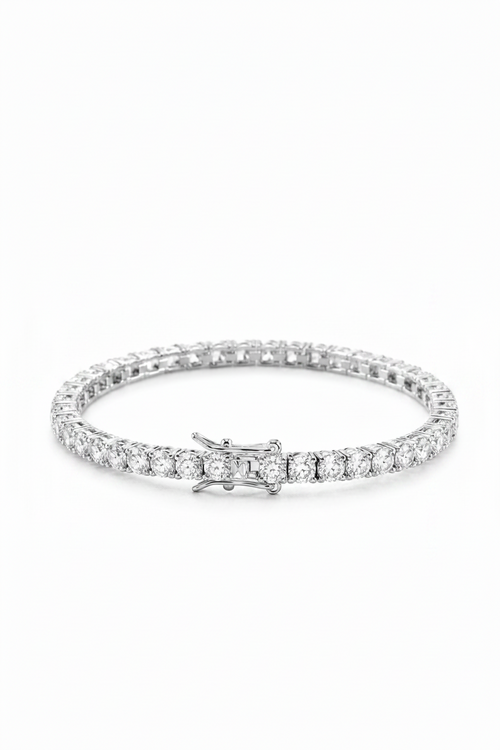 3mm Clear Stone Tennis Bracelet – Silver-Tone