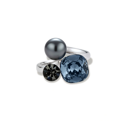 Blue & Grey Three-Stone Ring – Platinum-Plated – alternate view 1