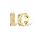 Floral Zirconia Huggie Hoop Earrings – 14K Gold-Plated