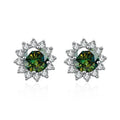 Moissanite Sunflower Stud Earrings in 925 Sterling Silver – D Color VVS1 Wedding Jewelry Gift for Women, 1CT