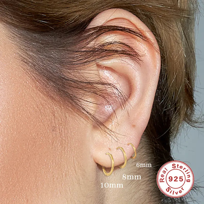 Thin Sterling Silver Huggie Earrings for Women - Minimalist Design, Hypoallergenic 925 Silver