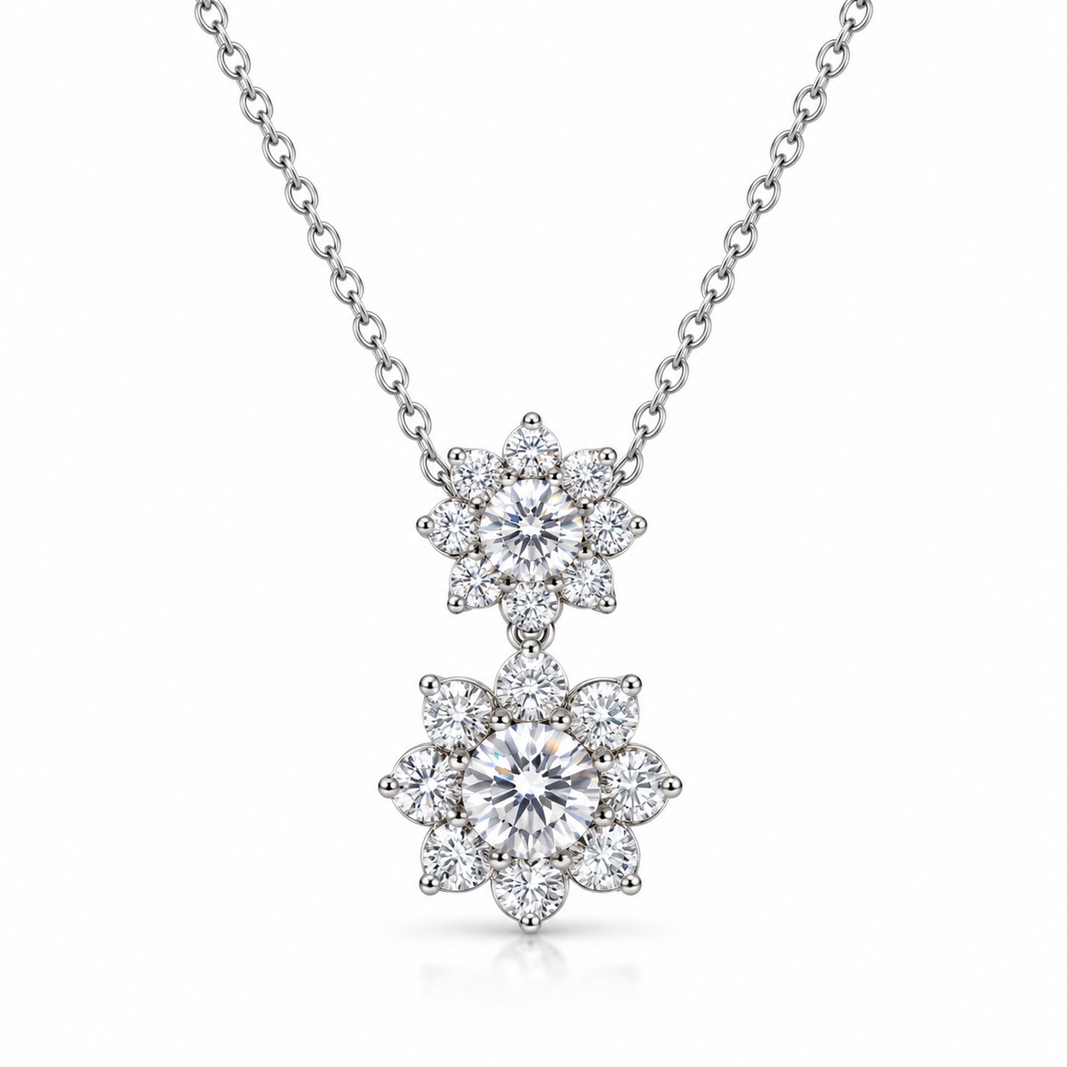 Sunflower Moissanite Pendant Necklace – Sterling Silver