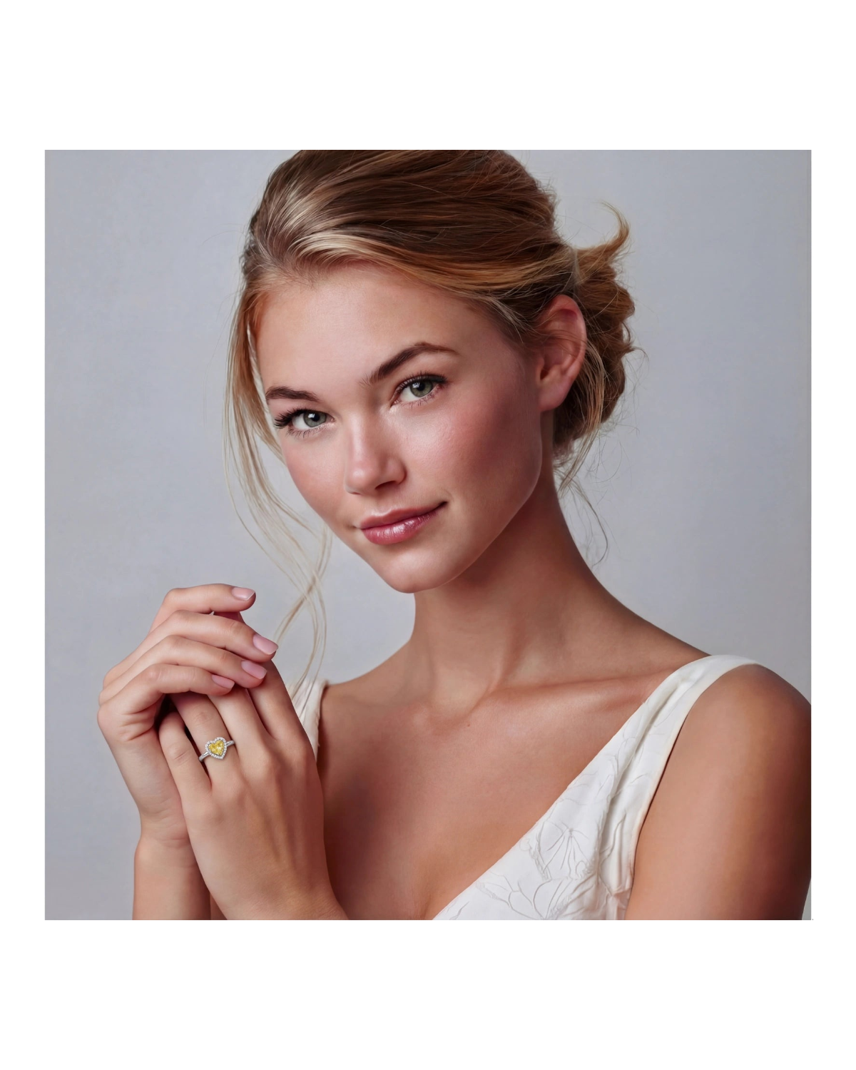 Golden Heart Halo Ring