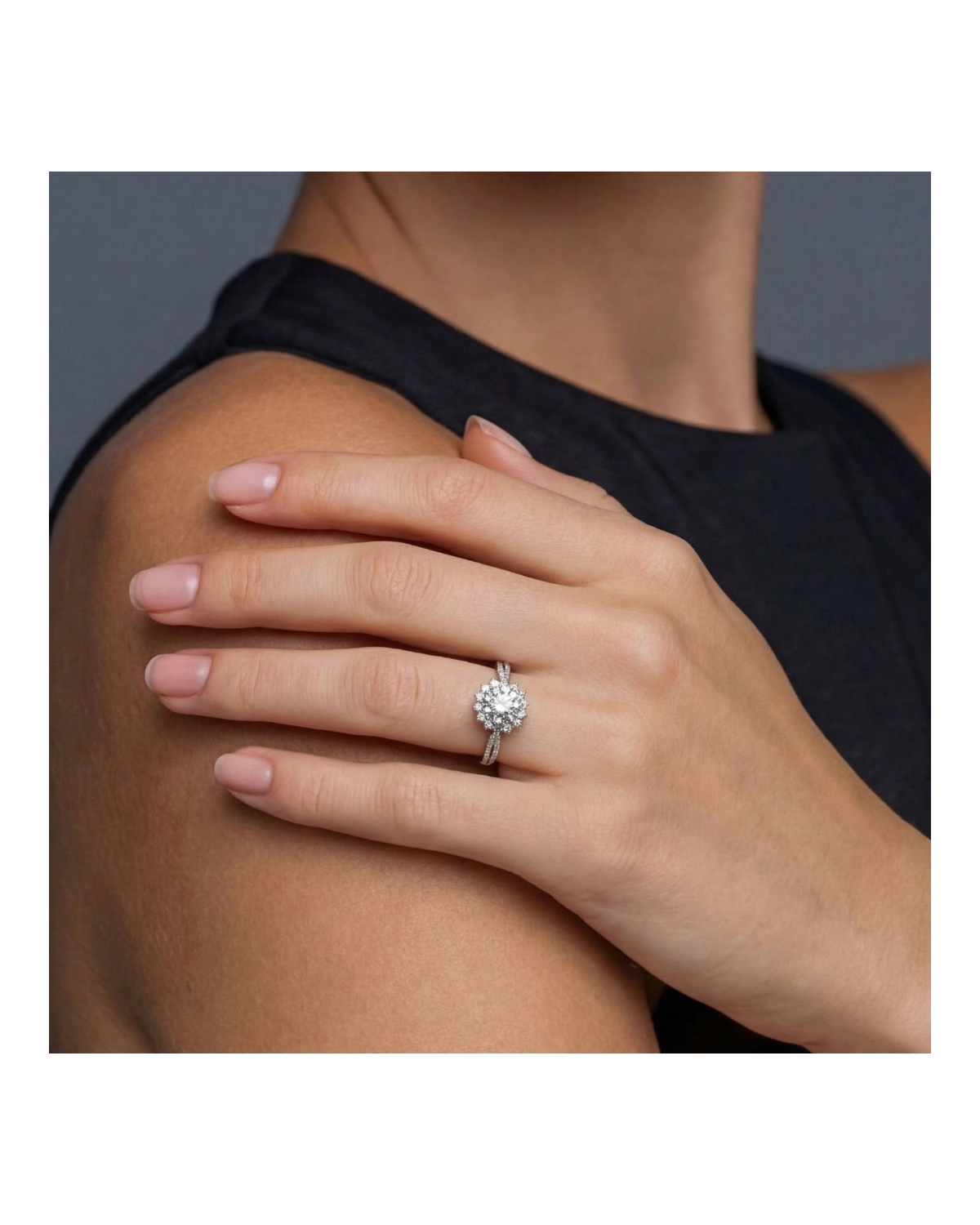 Stellar Halo Moissanite Ring