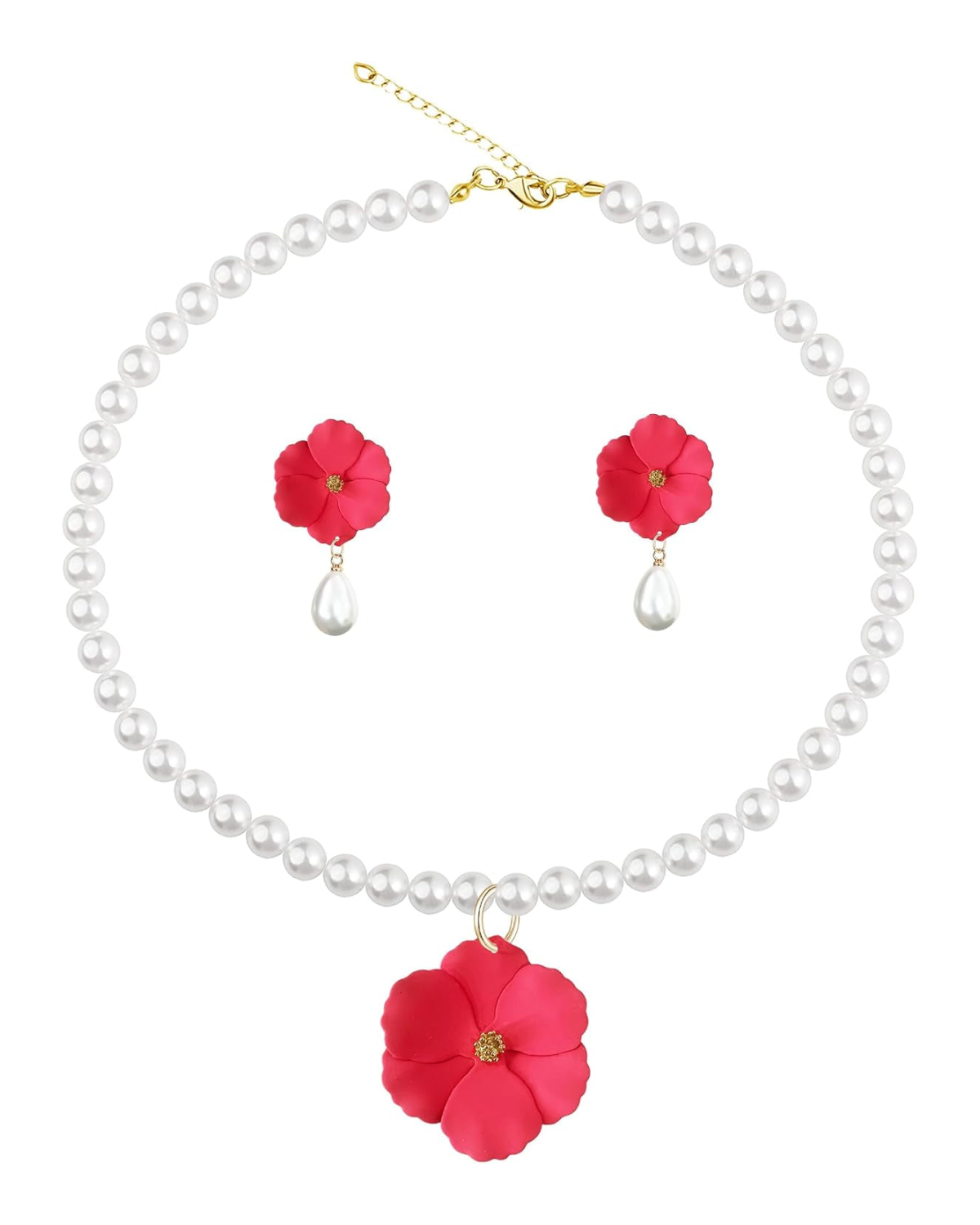 Fleur Pearl Necklace & Earring Set