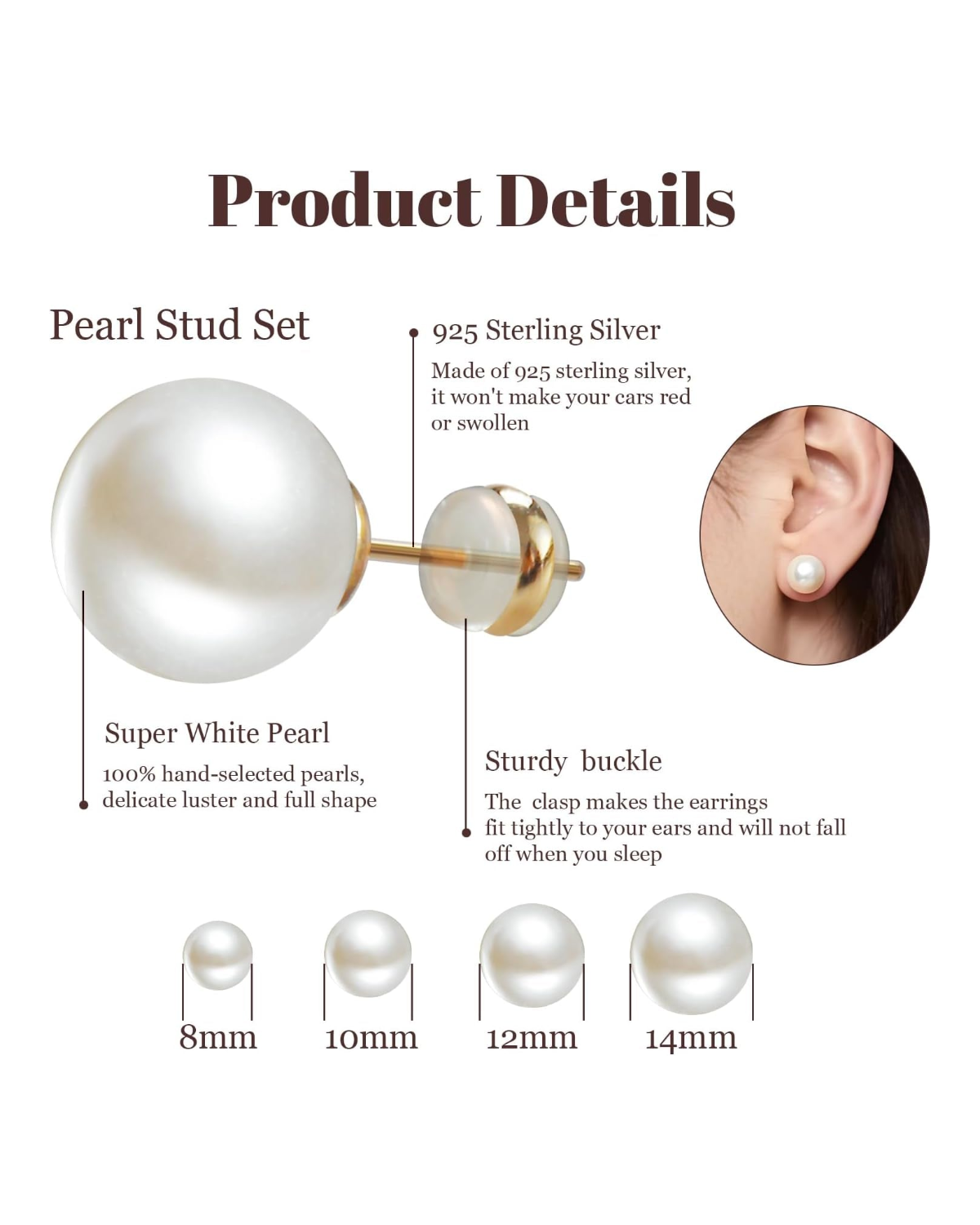 Perle Pearl Stud Set (4 Pairs)