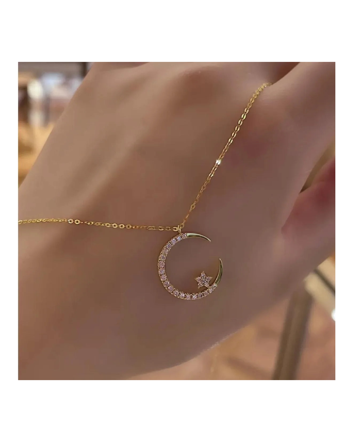 Céleste Star Moon Zirconia Pendant