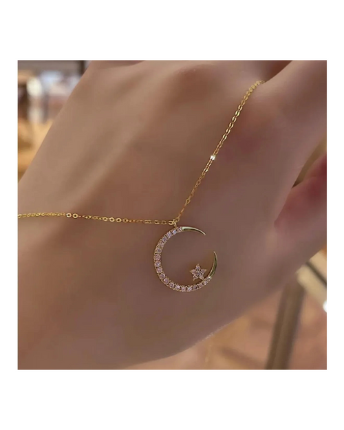 Céleste Star Moon Zirconia Pendant