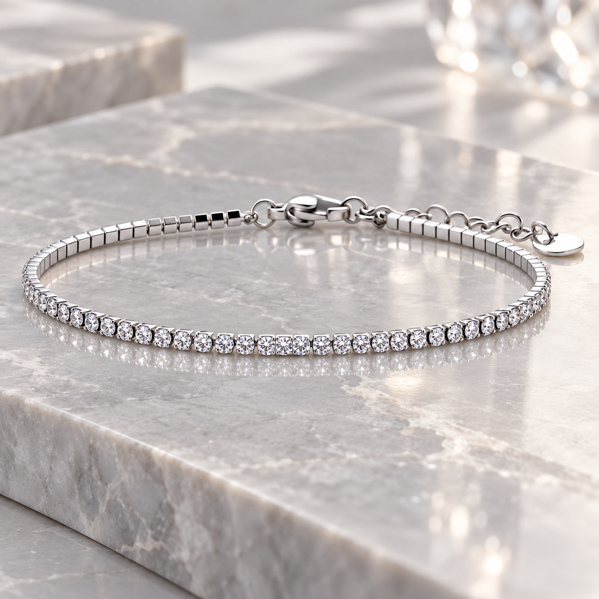 Clear Zircon Tennis Bracelet – Stainless Steel – alternate view 3