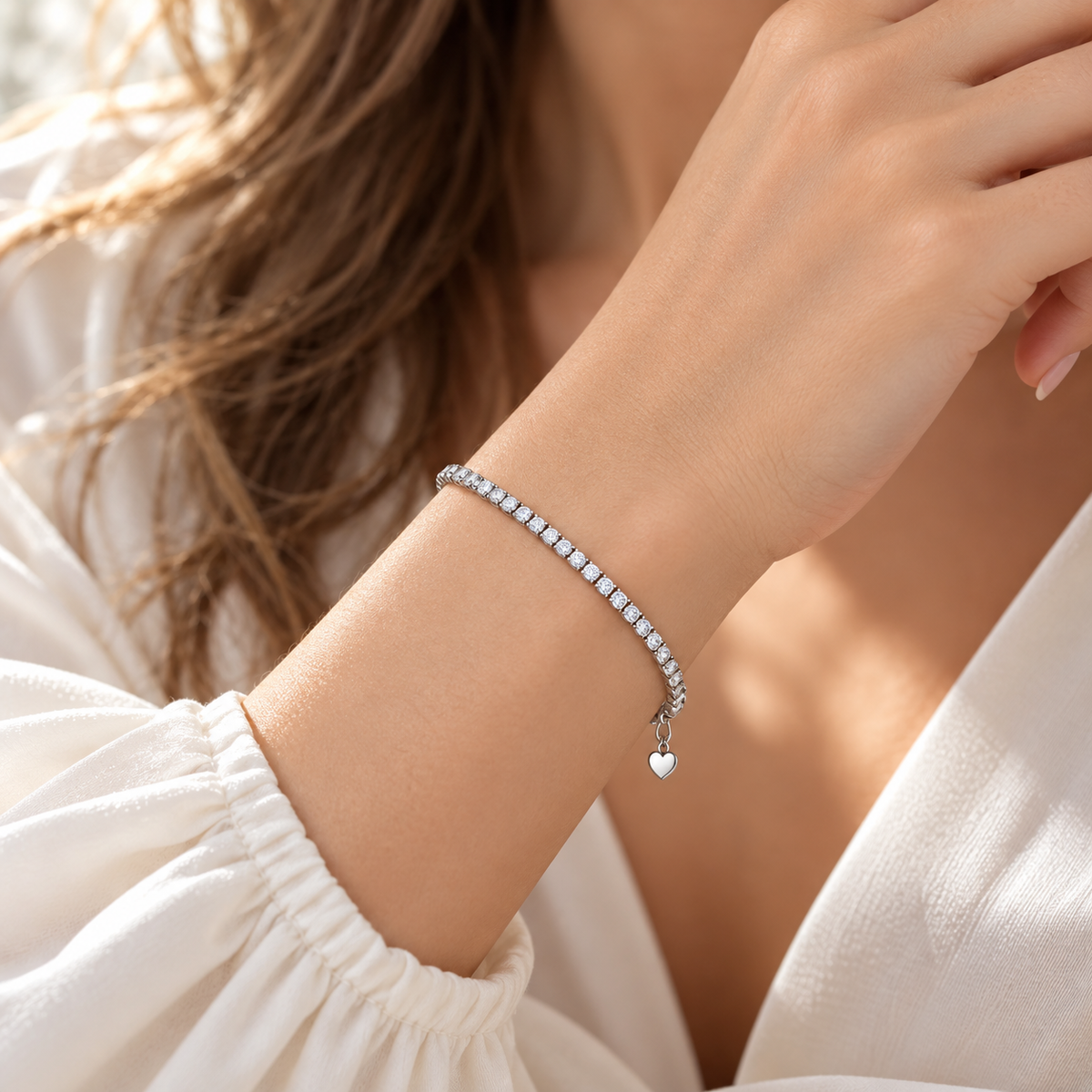 Clear Zircon Tennis Bracelet – Stainless Steel – alternate view 5
